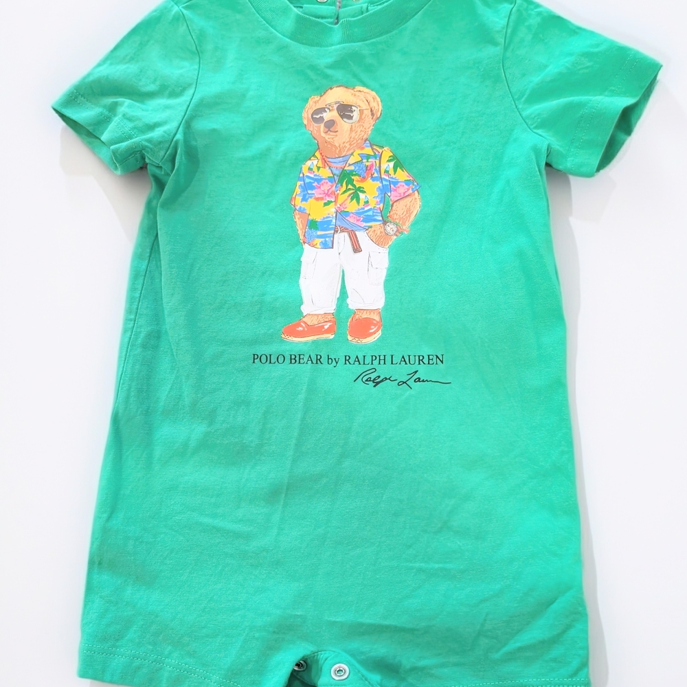 Ralph Lauren Green Polo Bear Romper